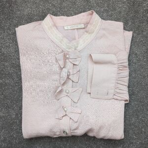 Armine lace collar button down pink blouse shirt women's Large